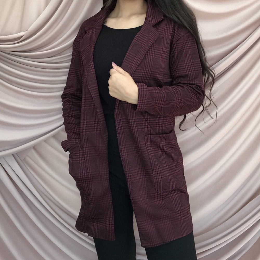 Plaid blazer sweater